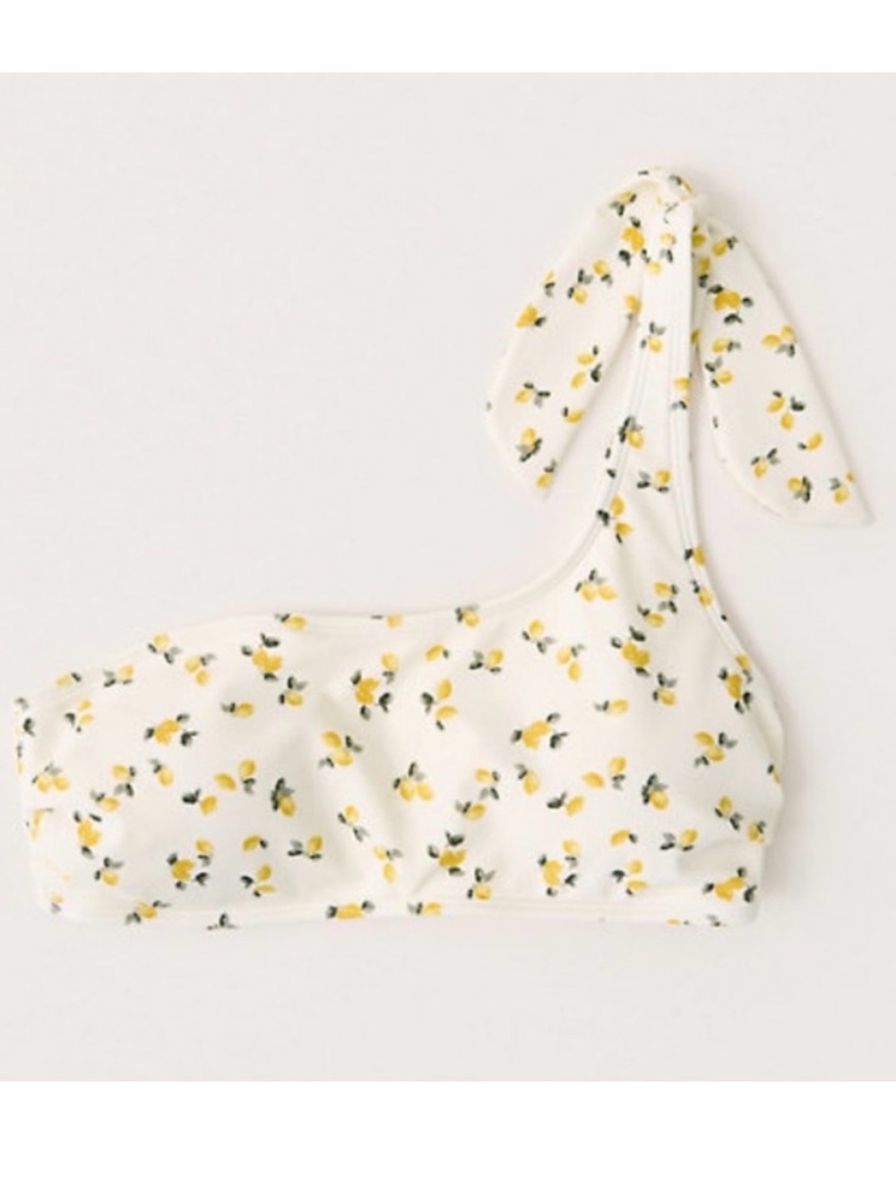 Abercrombie & Fitch Cream One-Shoulder Bikini with cheeky bumYellow Floral Print